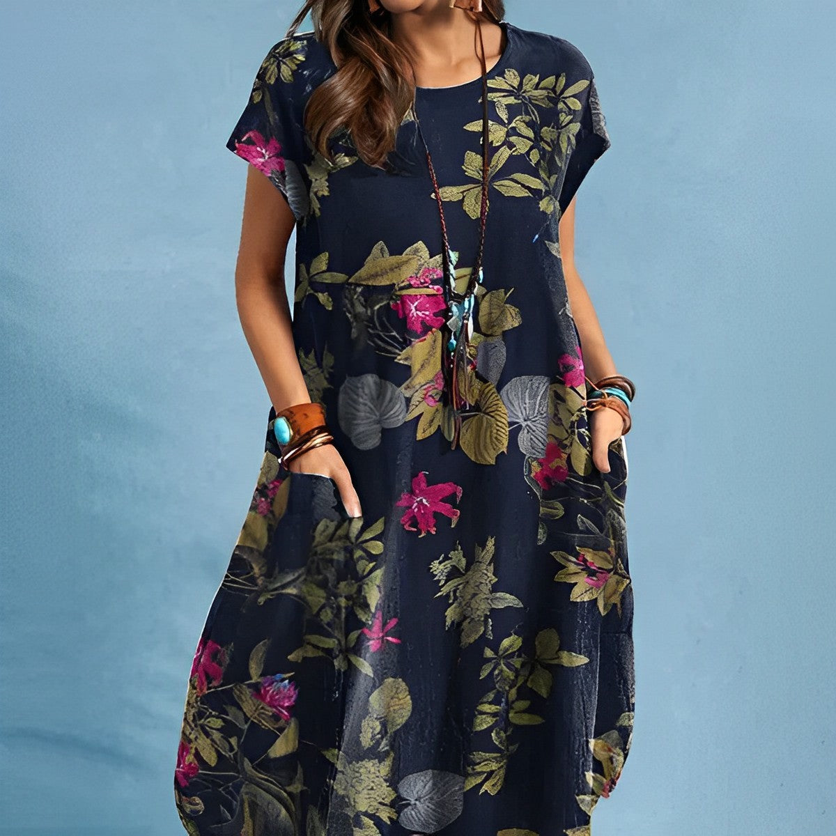 Kvinna Naturklänning Elegant Lätt Material-1