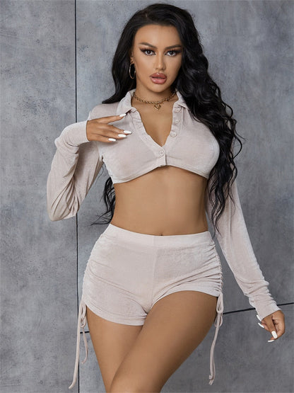 Dam Shorts Casual Lätt Polyester Elastiskt Midjeband-4