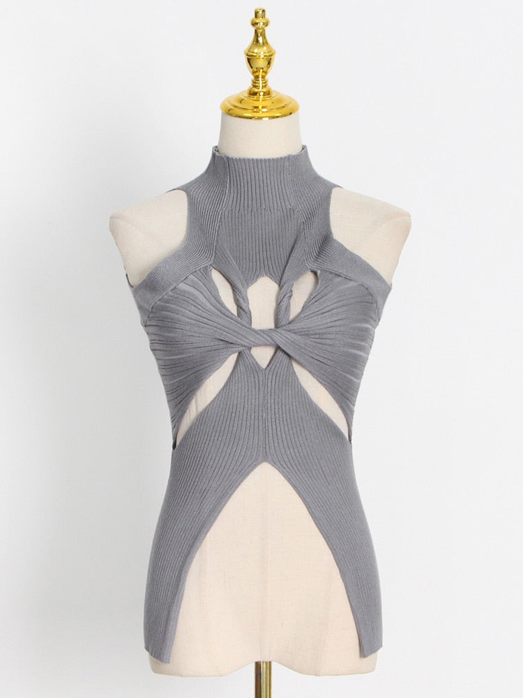 Topp för Dam i Bomull och Polyester med Klippta Detaljer – Trendig Tank Top för Träning och Avslappning 8