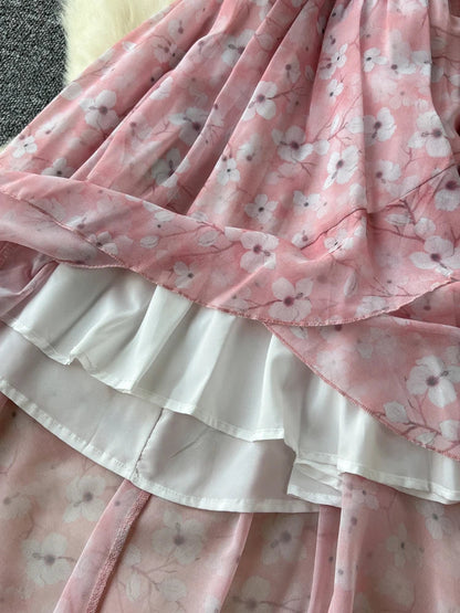 Dam Maxiklänning Asymmetrisk Chiffong med Ruffles-4