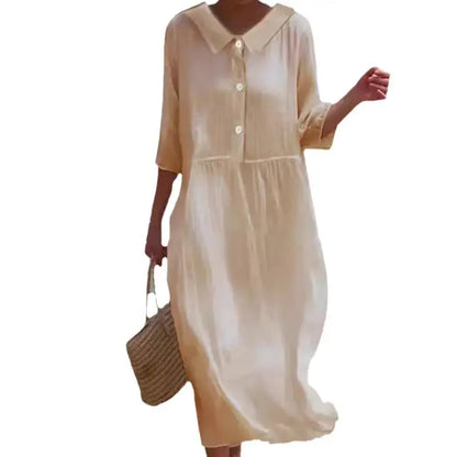 Variant image for Kvinnors Avslappnad Klänning Högkvalitativ Bomull-9