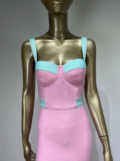 Dam Maxiklänning V-hals Patchwork Nylon Spandex 6