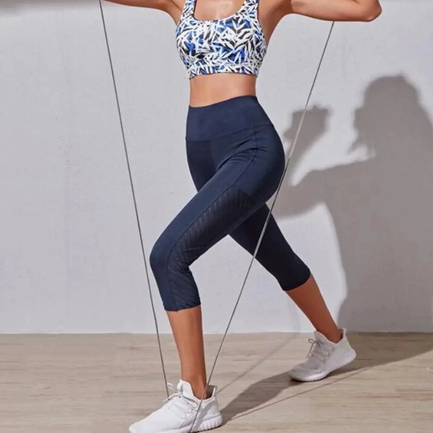Dam Sportleggings Nätpaneler Stretchmaterial-2