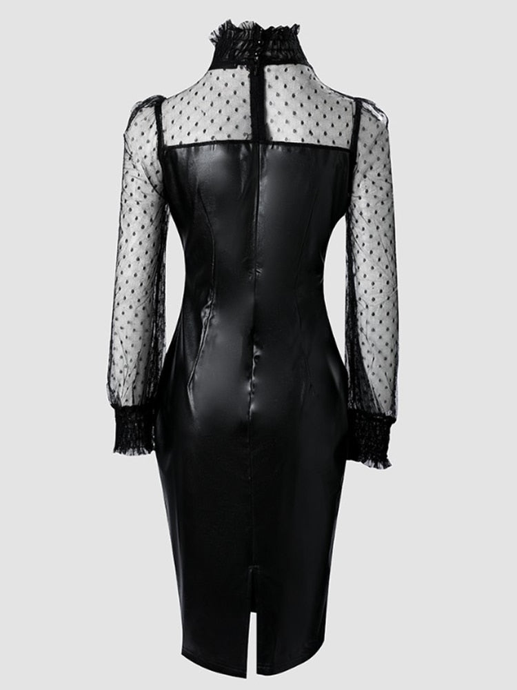 Dam Mini Klänning Turtleneck Polyester Monokrom 2