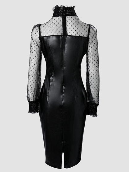 Dam Mini Klänning Turtleneck Polyester Monokrom 2