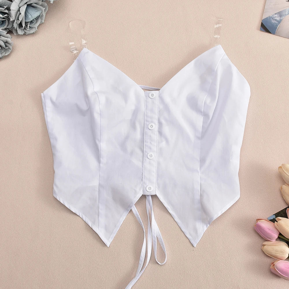 Dam Crop Top Kort Ärmar Bomullsblandning-5