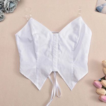 Dam Crop Top Kort Ärmar Bomullsblandning-5