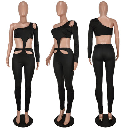 Ärmlös Dam Jumpsuit i Polyester med Cut-Out Detaljer – Smal Passform och Fullängd för Elegant Stil 1