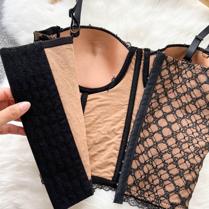 Dam Crop Top Lapptäcktsdesign Bomull Polyester Akryl-3