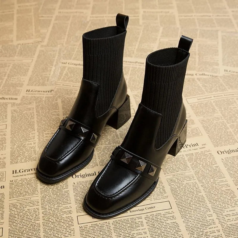 Dam Ankelstövlar Slip-On PU med Gummisula 5