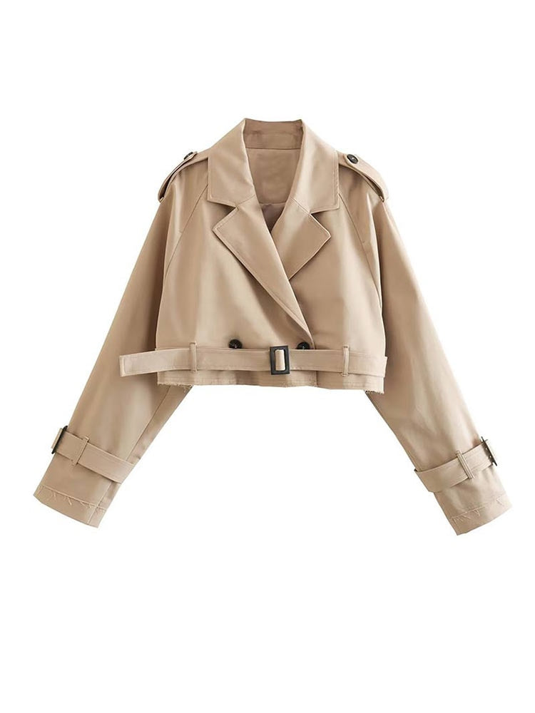 Variant image for Kvinna Korta Trenchrock Dubbelknappar Polyester-1