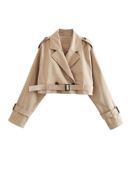 Variant image for Kvinna Korta Trenchrock Dubbelknappar Polyester-1