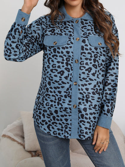 Dam Kappa Överdimensionerad Leopardmönster Mjuk Polyester-3