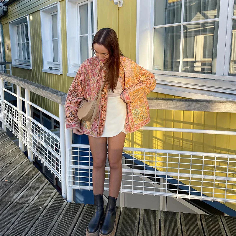 Damjacka Elegant Rund Halsringning Mjuk Kashmir Ull med Fickor-1