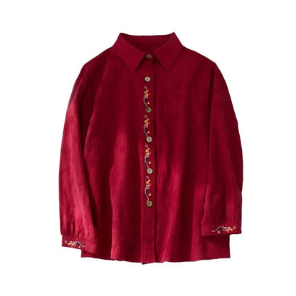 Vit Blus Dam Långärmad med Broderi i 100% Bomull – Elegant och Lätt för Sommar 4
