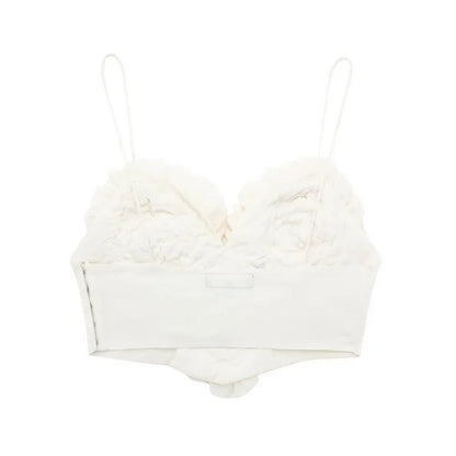 Dam Blommig Crop Top, Ärmlös och Stretchig Polyester – Slim Fit Super Kort Topp för Sommarens Festligheter 4