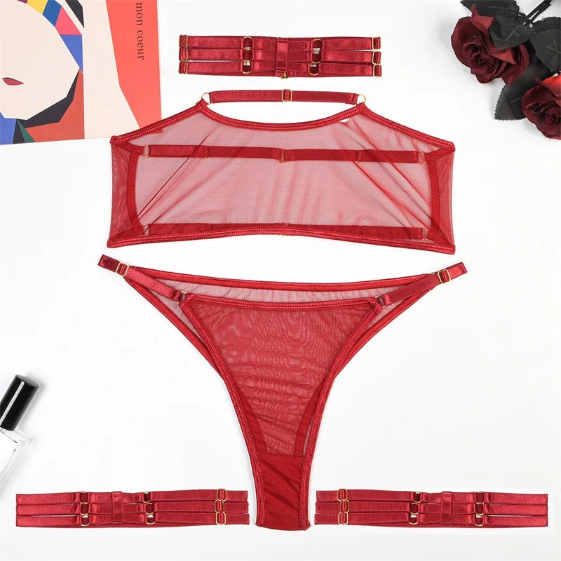 Damunderkläder Set Justerbara Bärare Polyester Snygga Underkläder Dam-2