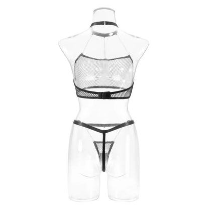 Damunderkläder Set Monokrom Spandex Snygga Underkläder-4