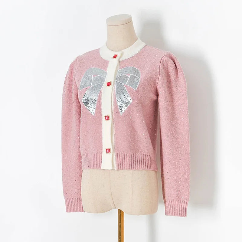 Dam Cardigan Puffärmar Viskos och Polyamid 10