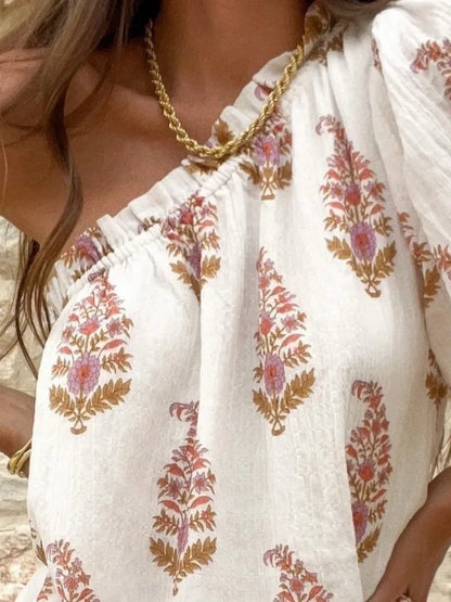 Kvinnors Miniklänning Blommig Lätt Material Trendig Design-4