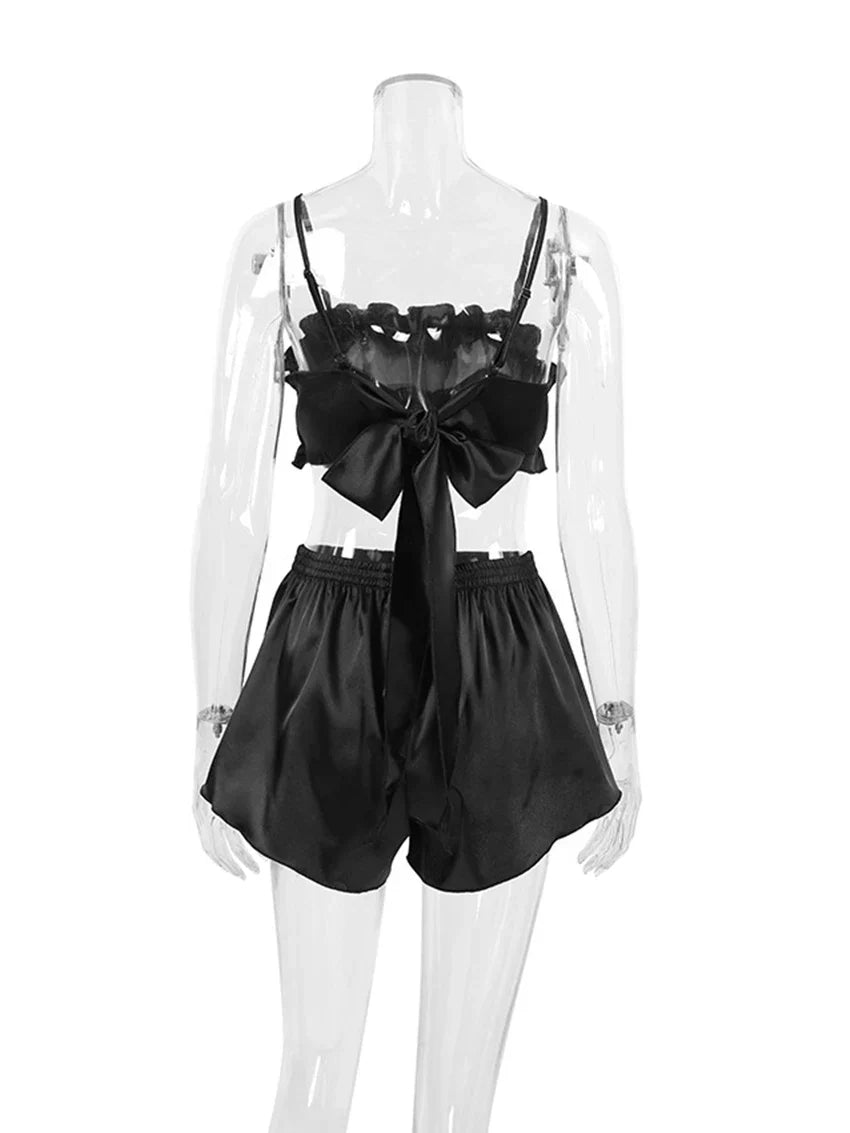 Dam Pyjamas Set med Spaghetti Band i Mjuk Polyester Spandex – Kort Längd, Optimal Komfort och Stil 5