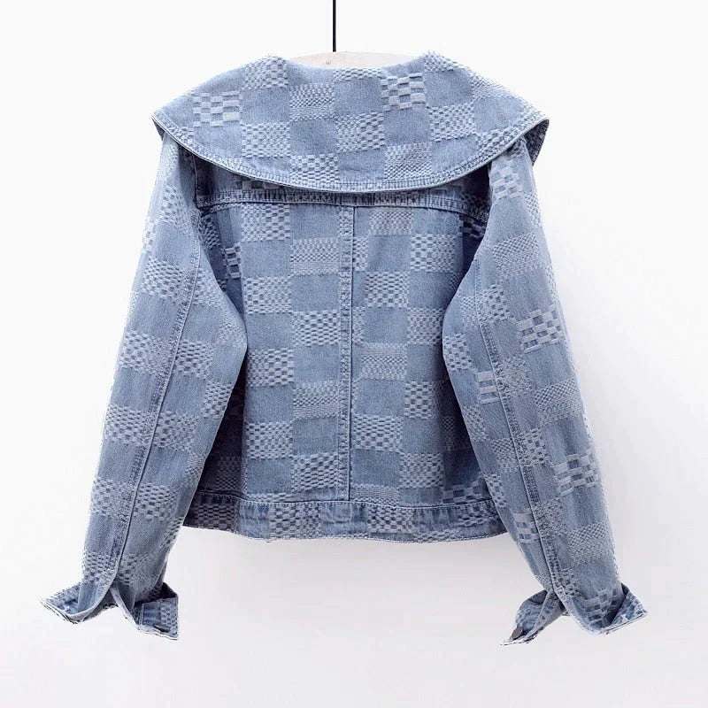 Dam Jeansjacka med Stor Krage i Hållbar Denim-2