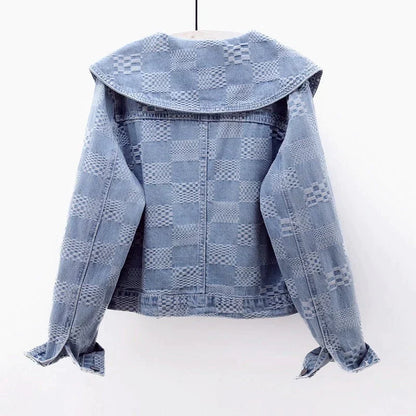 Dam Jeansjacka med Stor Krage i Hållbar Denim-2