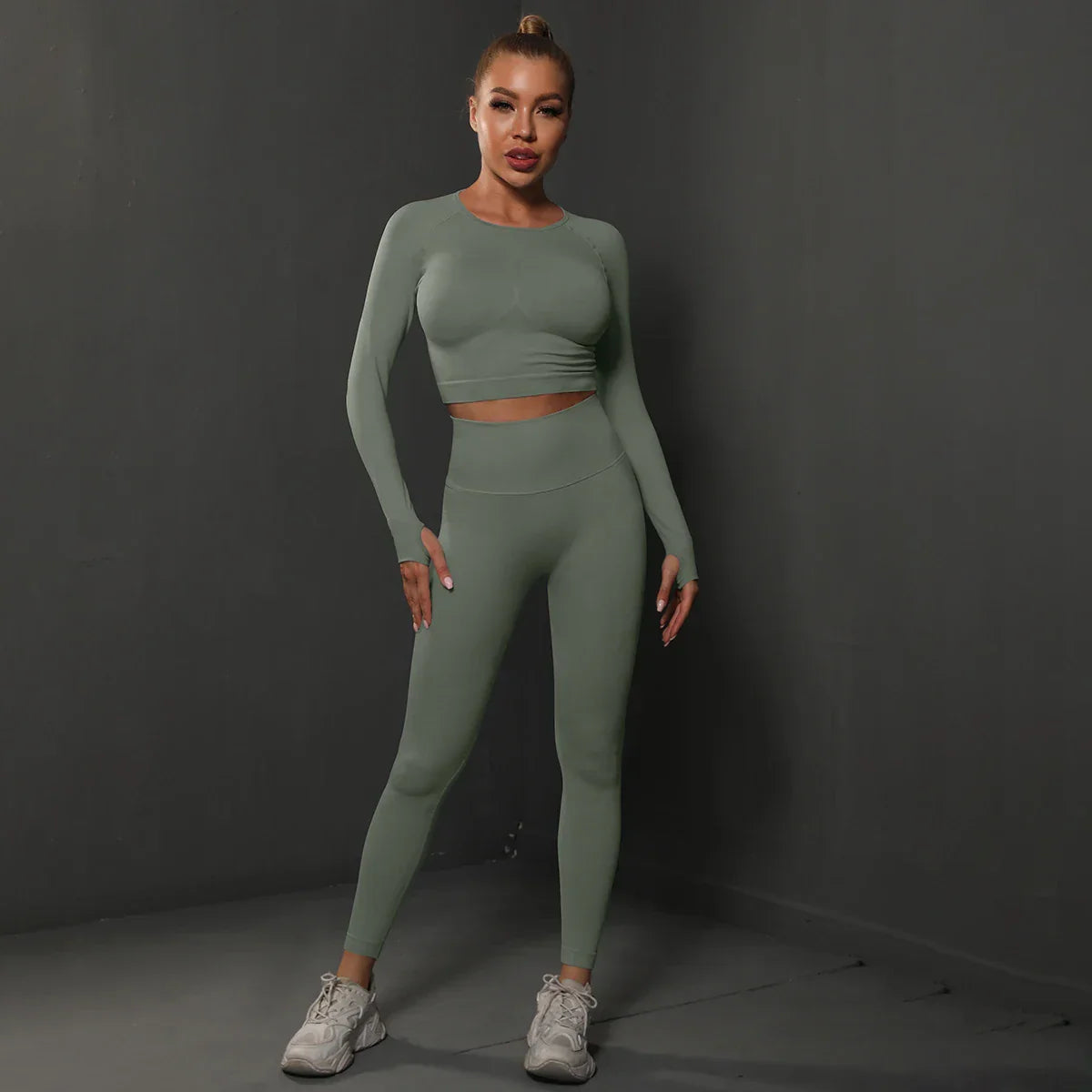 Variant image for Dam Aktiva Byxor Hög Midja Andningsbart Spandex Nylon-25