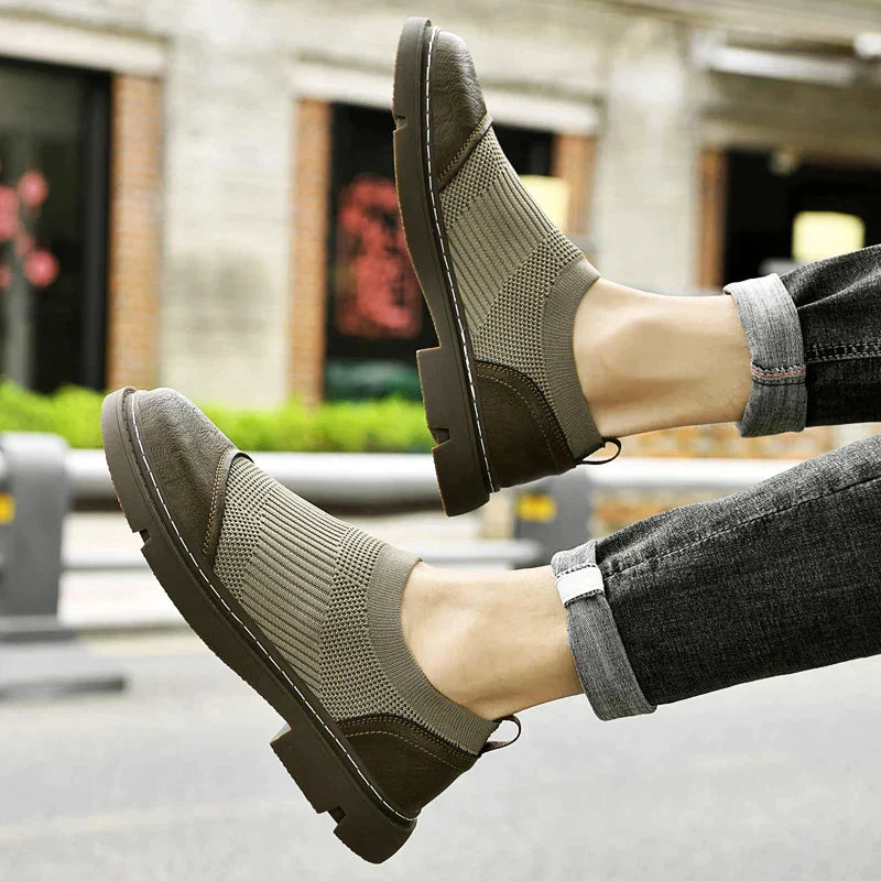 Herr Loafers Slip-on Andningsbart Mesh Läder-4
