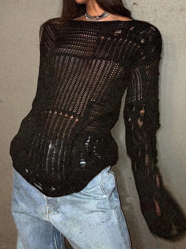 Dam Tröja Avslappnad Rundhalsad Polyester Akryl Viskos-2