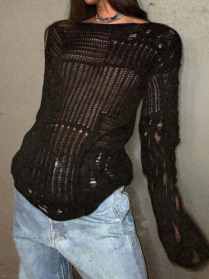 Dam Tröja Avslappnad Rundhalsad Polyester Akryl Viskos-2