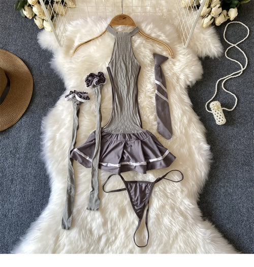 Snygga Damunderkläder Set Åtsittande Polyester Halterneck-1