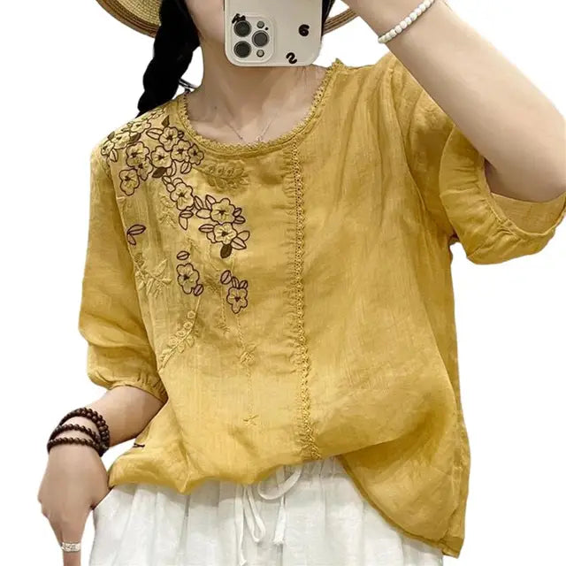 Dam Skjorta Modern Design i Högkvalitativt Material 100% Bomull-3