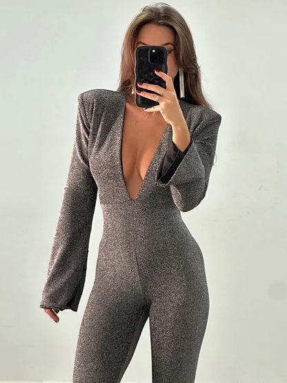 Dam Jumpsuit Minimalistisk Design Polyester Spandex Elegant Passform-2