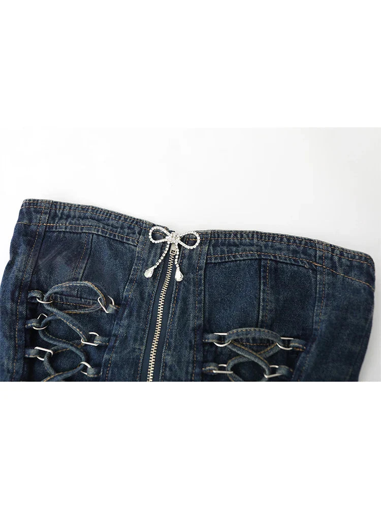 Dam Crop Top Monokrom Denim Blend-3