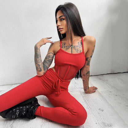 Dam Byxdress Spaghettiärmar Polyester Lätt-1