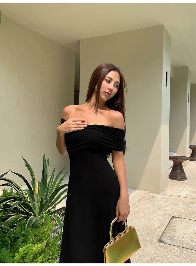 Maxiklänning Dam Fit och Flare Bomull Polyester-6