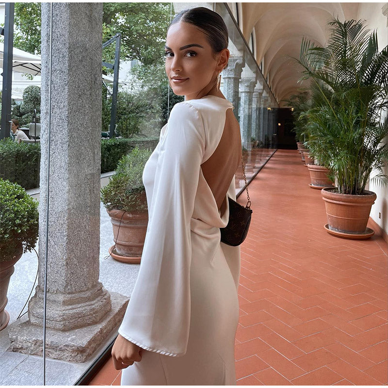 Dam Maxiklänning Elegant Satin Lång Klänning 4