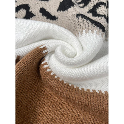 Dam Tröja Leopardmönster Avslappnad Akryl Polyester 3
