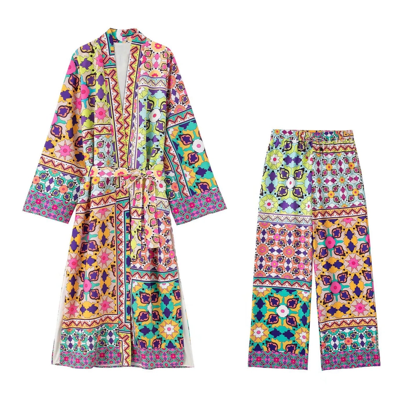 Variant image for Snygga Byxor Dam Chic Tryck Lätt Polyester-9