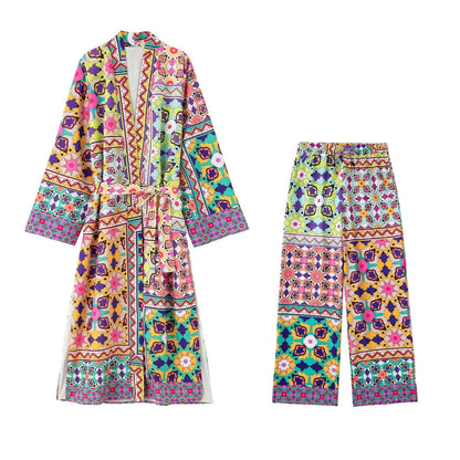 Variant image for Snygga Byxor Dam Chic Tryck Lätt Polyester-9