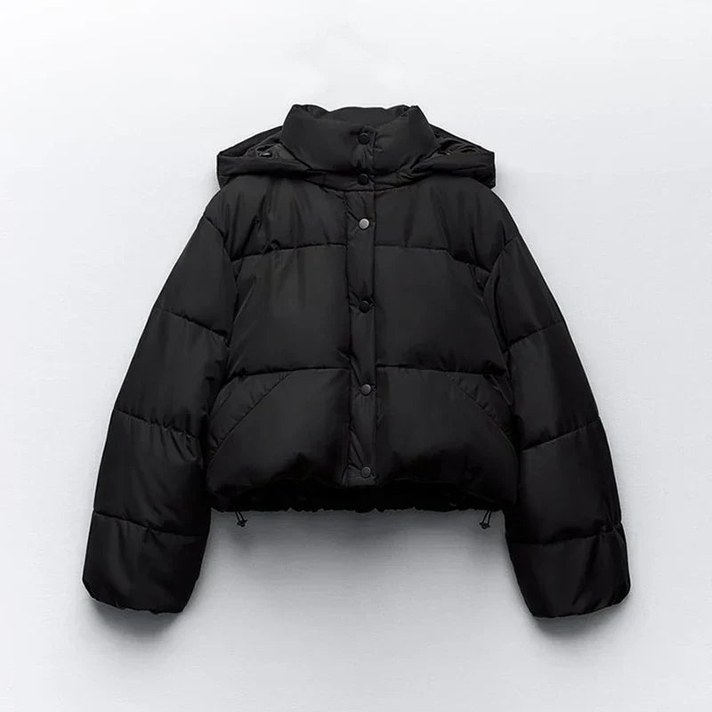 Damjacka Pufferjacka Med Huva Varm Polyester-1