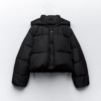 Damjacka Pufferjacka Med Huva Varm Polyester-1