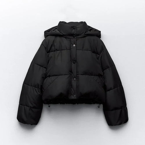 Damjacka Pufferjacka Med Huva Varm Polyester-1