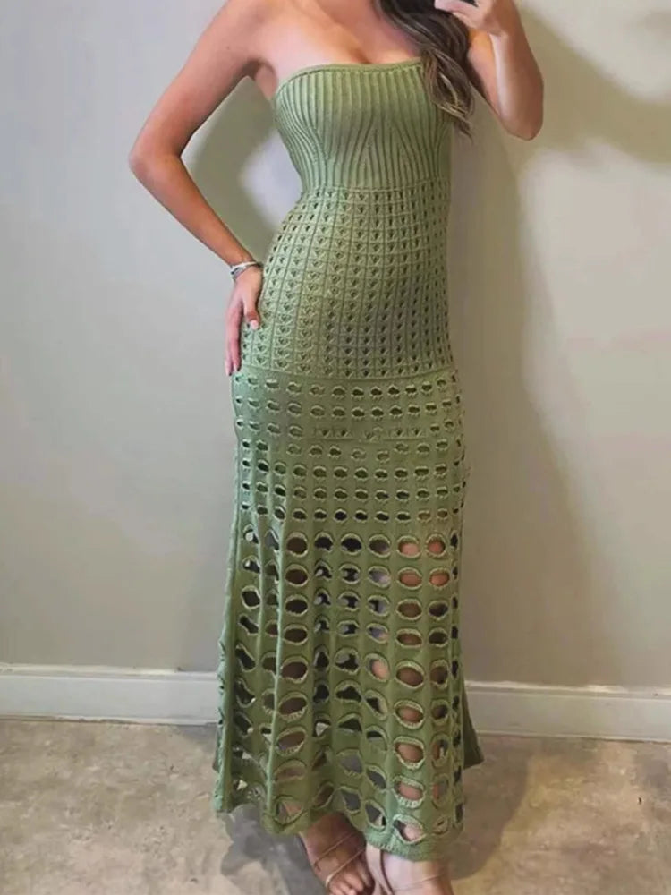 Variant image for Maxiklänning Dam Monokrom Polyester Lång Klänning för Sommarens Evenemang-10