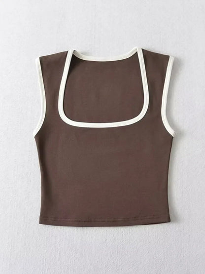 Ärmellös Crop Top för Dam med Fyrkantig Halsringning – Smal Passform i Bomull och Elastan, Perfekt för Alla Tillfällen 9