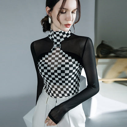 Blus Dam Turtleneck Carom Mönster Polyester-2