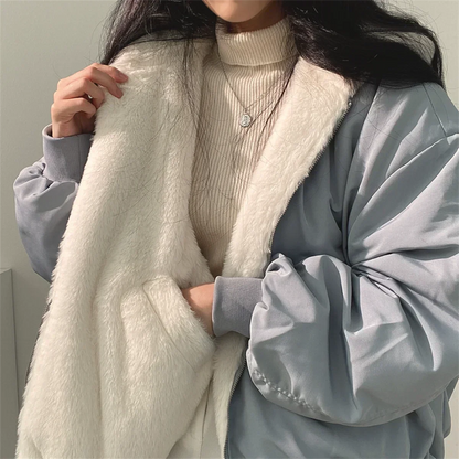 Herrjacka Reversibel Avslappnad Polyester för Höst-3