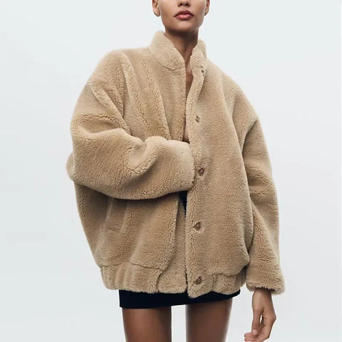 Damjacka Överdimensionerad Teddy Mjuk Fleece för Kalla Dagar-1
