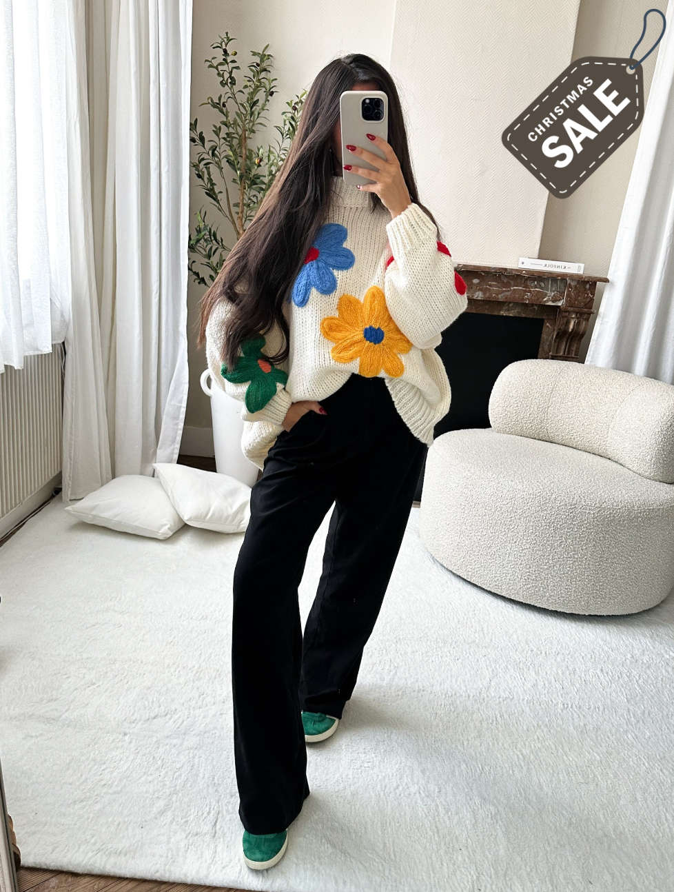 Variant image for Stickad Dam Tröja Långärmad Rullkrage Mjuk Ull-1